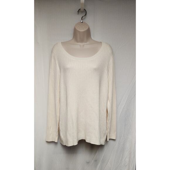 Soft Surroundings Soft Essential Ribbed Pullover Sweater Size 1X Color Off White - Picture 2 of 9